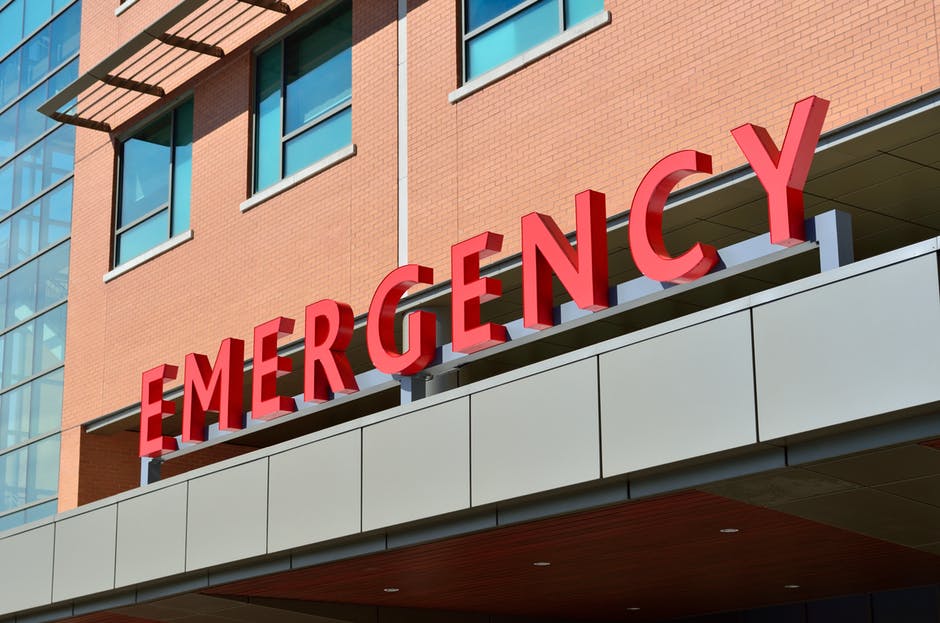 Emergency room sign on building